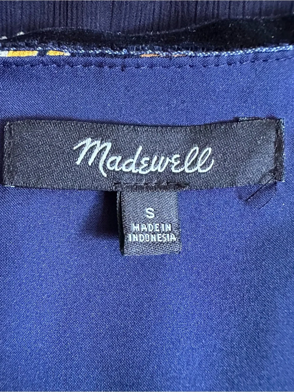 Madewell Velvet Trim Square-Neck Navy Floral Romantic Peasant Blouse Top SM EUC